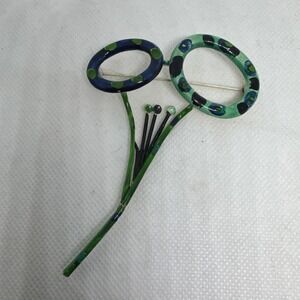 Vintage Ousnila Enamel Flower Brooch‎ Pin Funky 70's